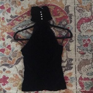 Versace velvet high neck with peephole top